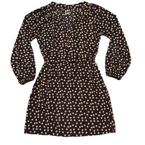 Mud Pie Black Polka Dot Tie Back V-Neck Dress